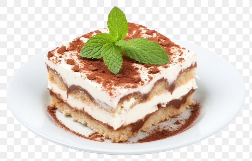 PNG Tiramisu dessert cream plate.