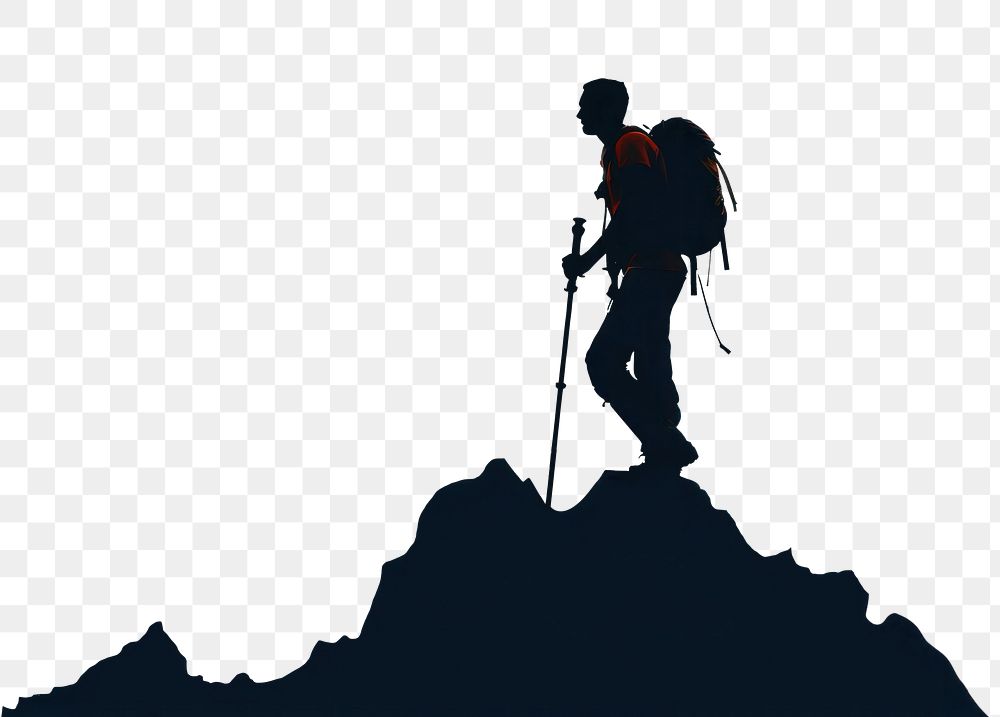 PNG Climber mountain backpacking silhouette.