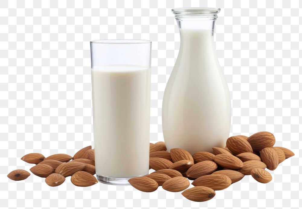 PNG Almond milk dairy glass food.