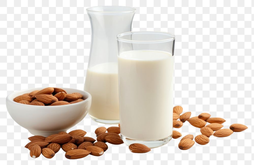 PNG Almond milk dairy glass food.