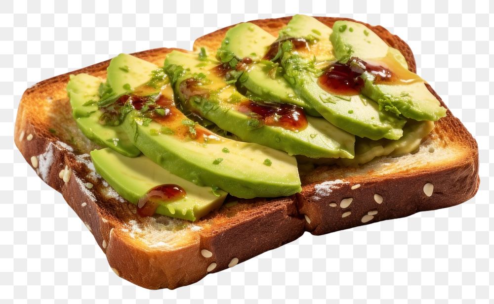 PNG Avocado toast sandwich food white background.