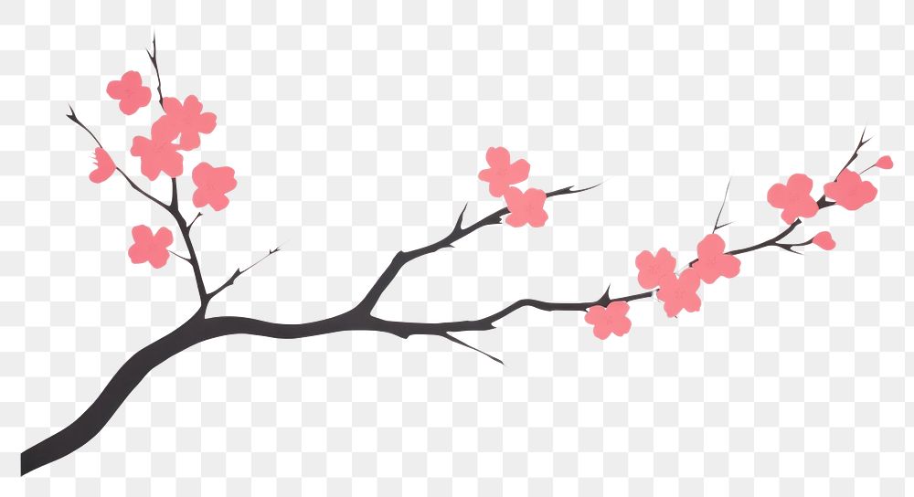 PNG Cherry blossom minimalist form flower plant calligraphy.