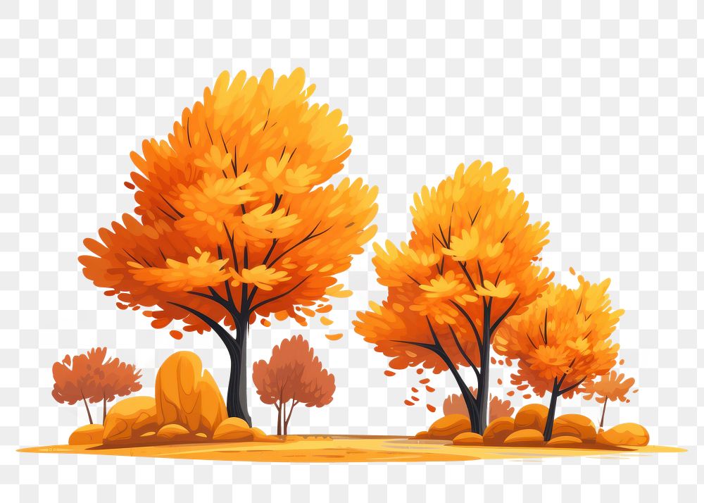 PNG Colorful autumn trees outdoors cartoon yellow.