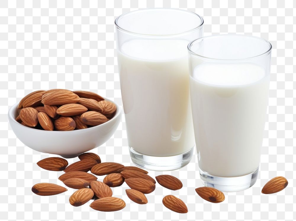 PNG Glass of Almond milk almond seed dairy.