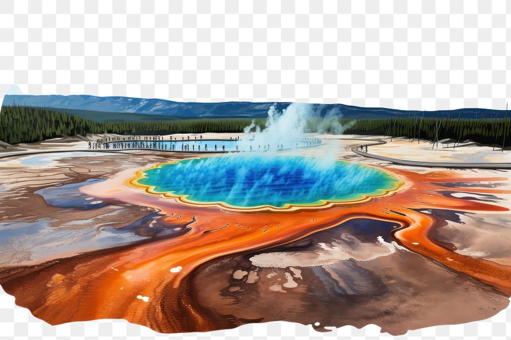 PNG  Grand Prismatic Spring outdoors yellowstone national park tranquility.