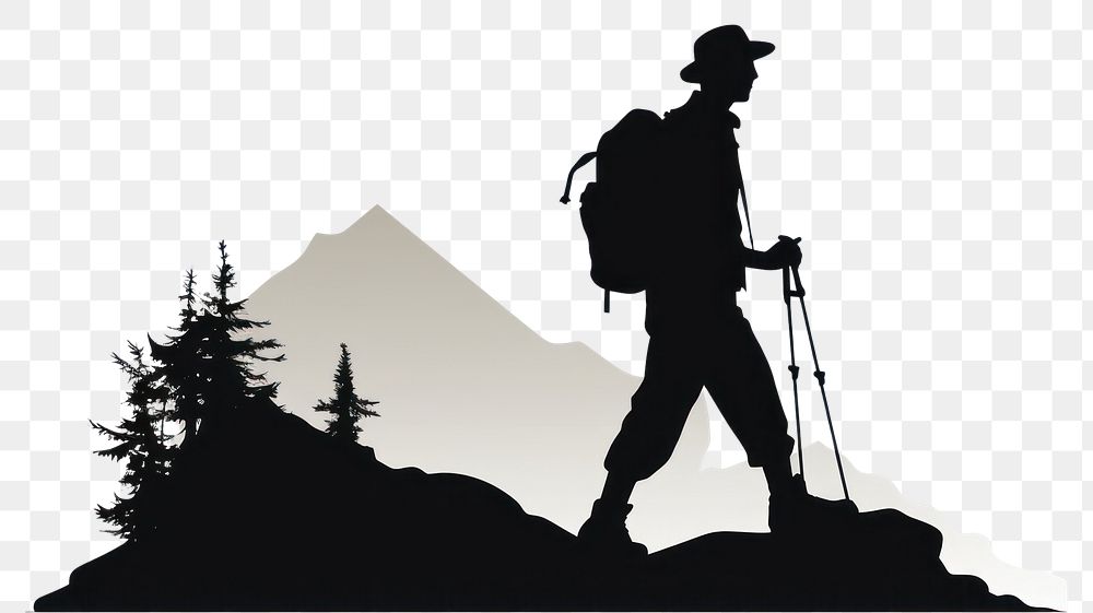 PNG Hiker silhouette adventure backpack.