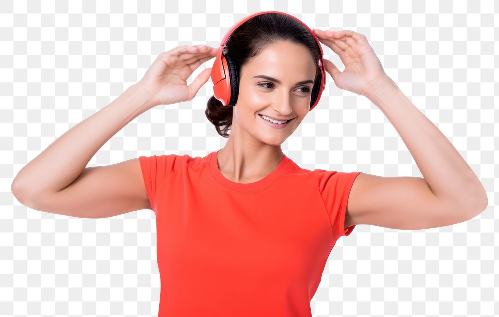PNG  Woman headphones headset adult. AI generated Image by rawpixel.