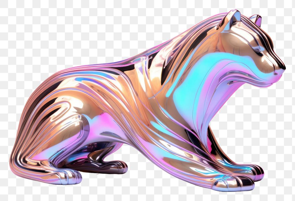 PNG  Animal sculpture iridescent mammal white background creativity.