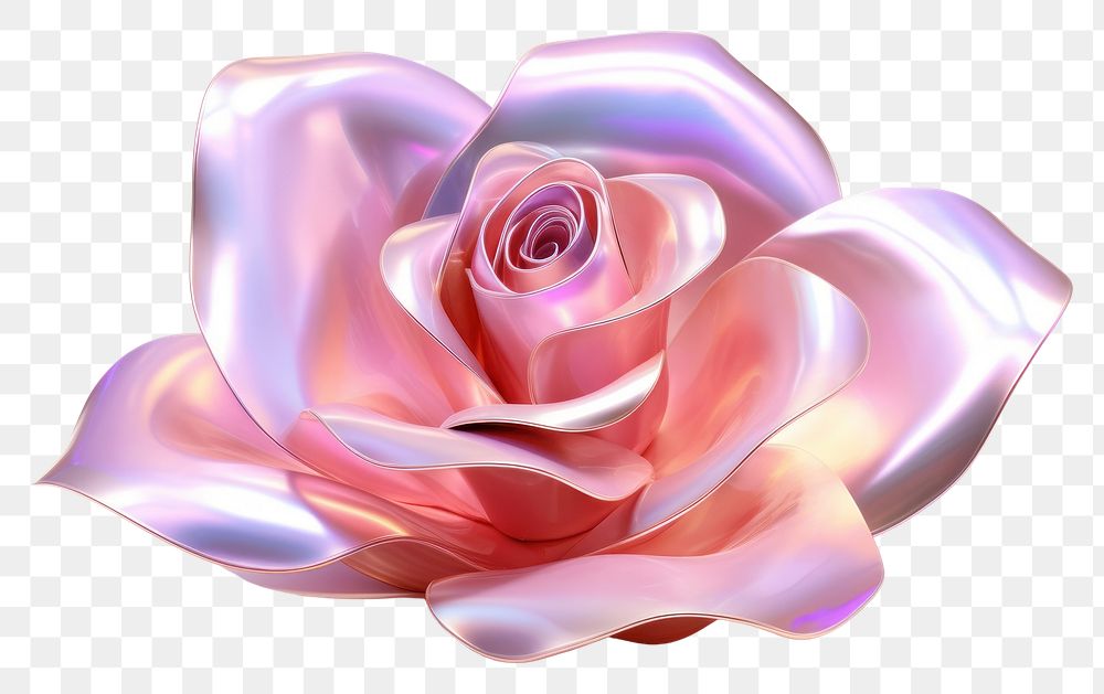 PNG  Rose petal iridescent flower plant white background.