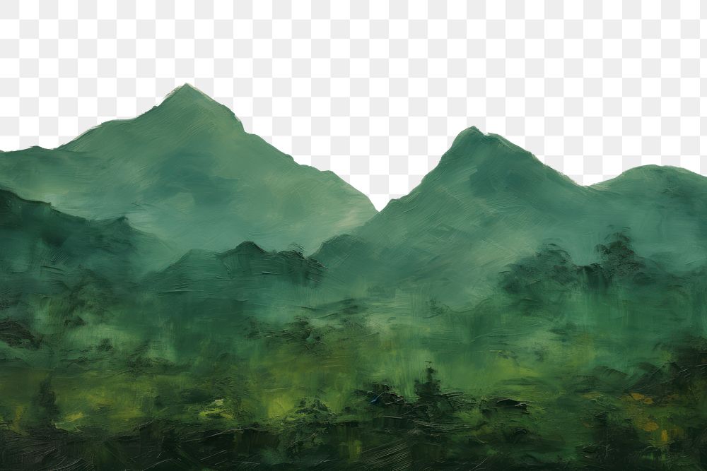 PNG  Rainforest mountain background painting landscape nature.