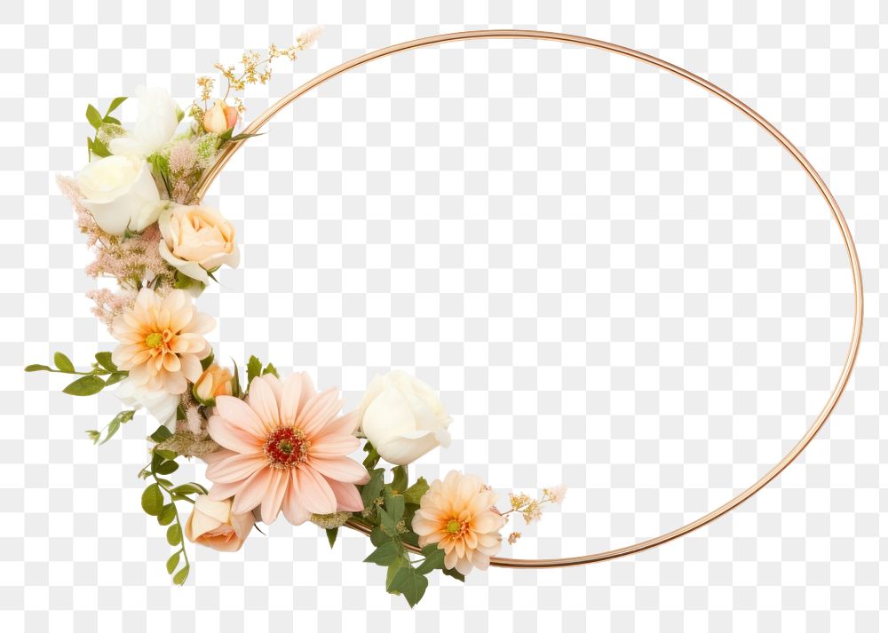 PNG  Flower wreath plant white background.
