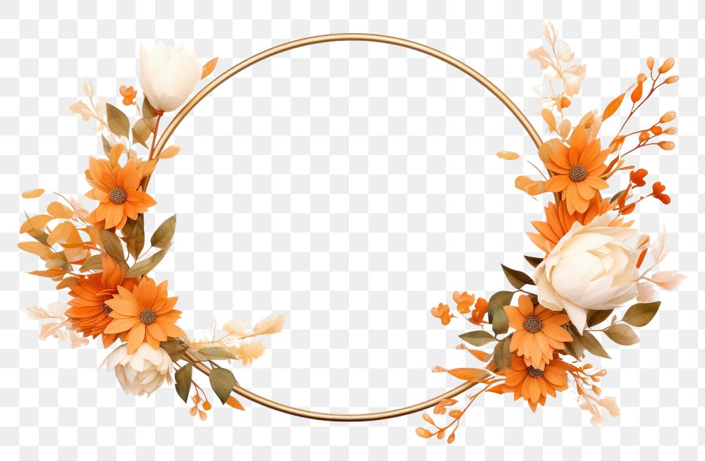 PNG  Flower wreath plant gold.
