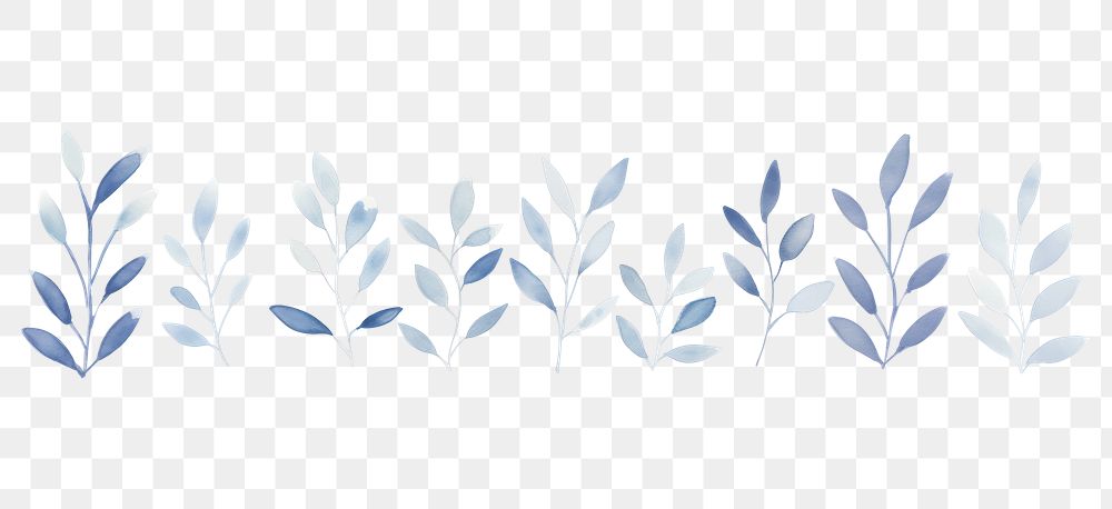 PNG Blue leaves as line watercolour illustration backgrounds pattern plant.