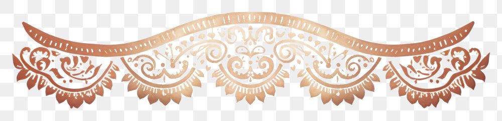PNG Brown vintage ornament as line watercolour illustration pattern lace white background.
