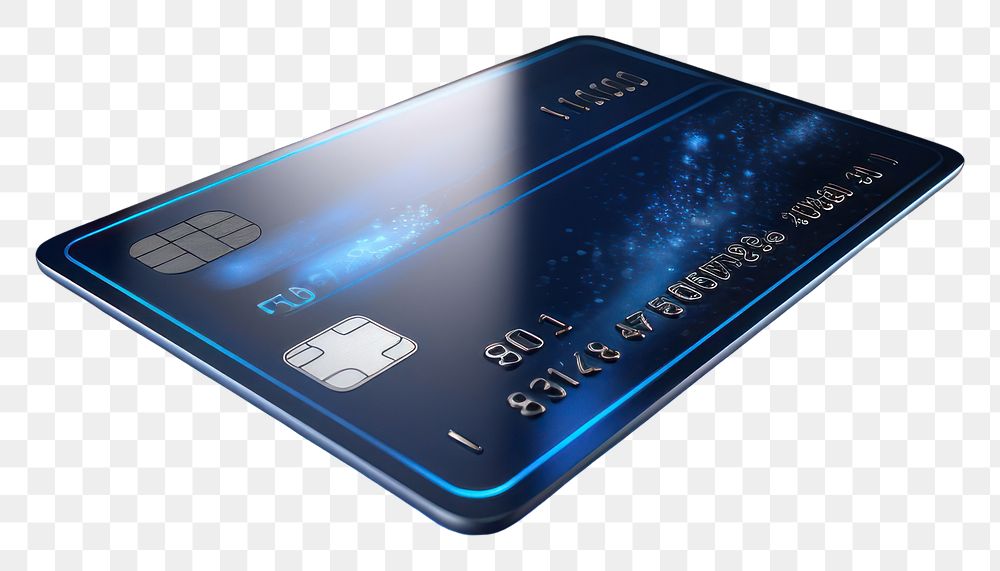 PNG Credit card technology blue black background.
