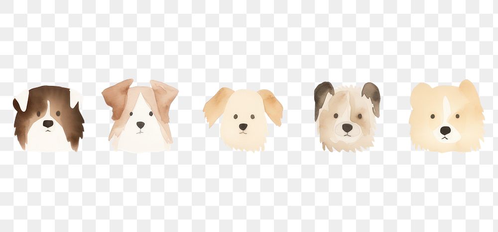 PNG Cute dog heads as line watercolour illustration mammal animal pet.