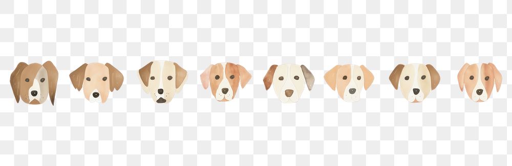 PNG Cute dog heads as line watercolour illustration animal mammal pet.