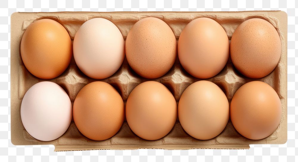 PNG Egg carton mockup whit label food white background arrangement.