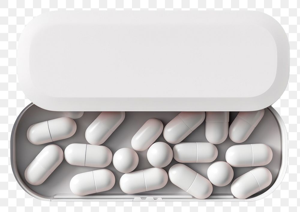 PNG Pill box mockup white background medication container.