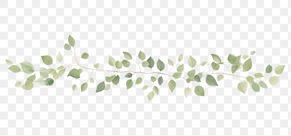 PNG Green leaves vine as line watercolour illustration plant leaf pattern.