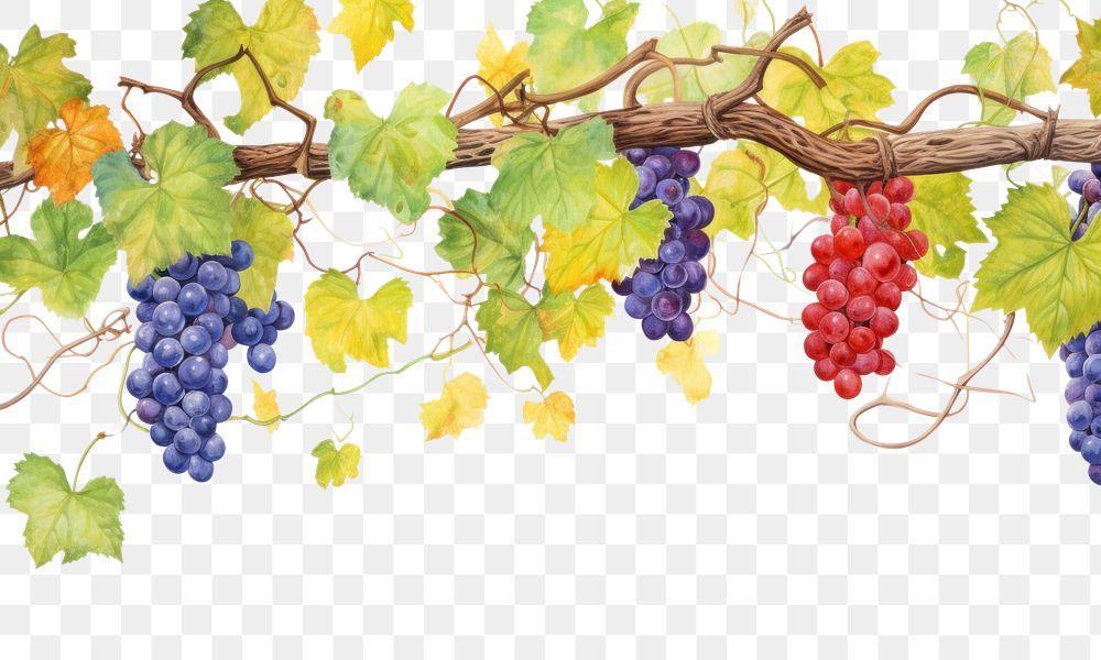 PNG Vine boarder grapes plant fruit.