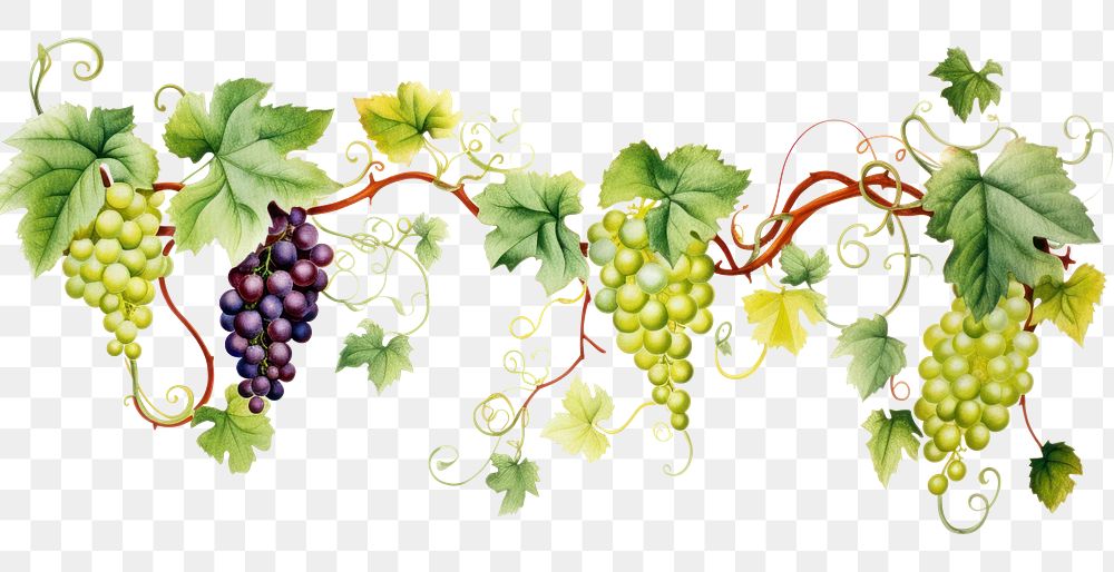 PNG Vine boarder grapes fruit plant.