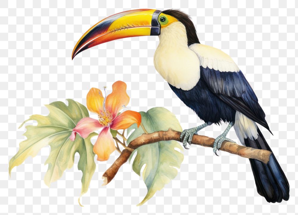 PNG Wildflower with hill boarder toucan animal bird.