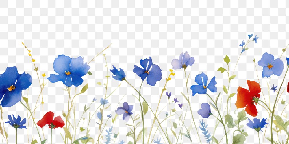 PNG Blue flower boarder backgrounds outdoors pattern.