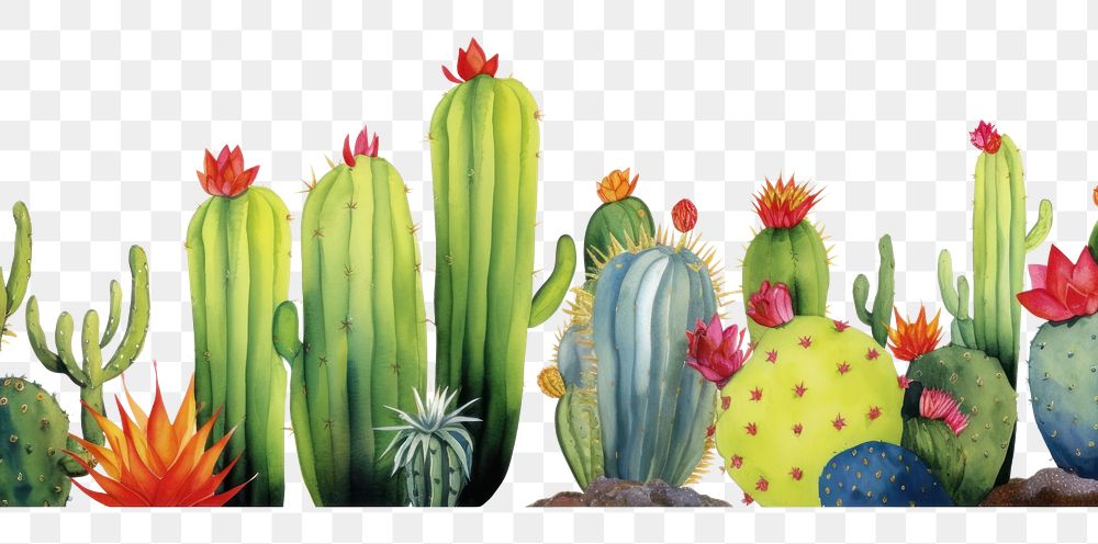 PNG Cactus boarder plant white background creativity.