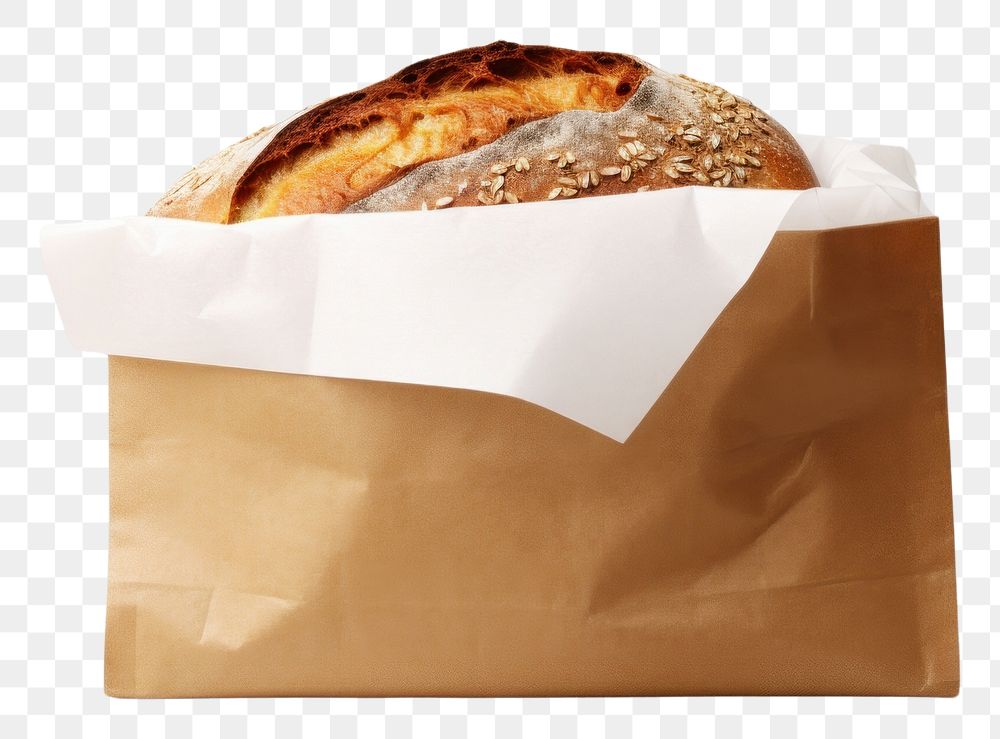 PNG Kraft paper bakery bag mockup bread food container.