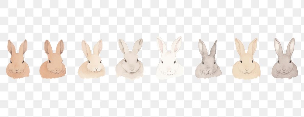 PNG Rabbit heads as line watercolour illustration animal mammal white background.