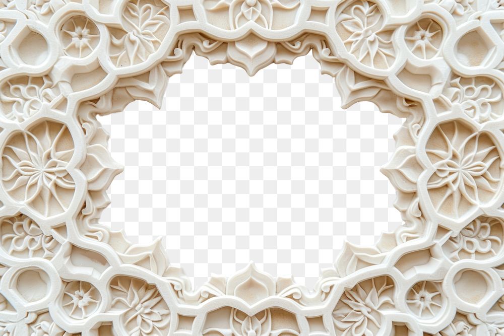 PNG Bas-relief islamic frame sculpture texture backgrounds white art.