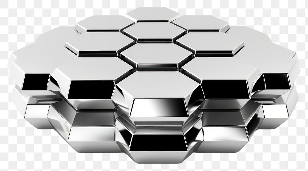 PNG Hexagon silver shape shiny.