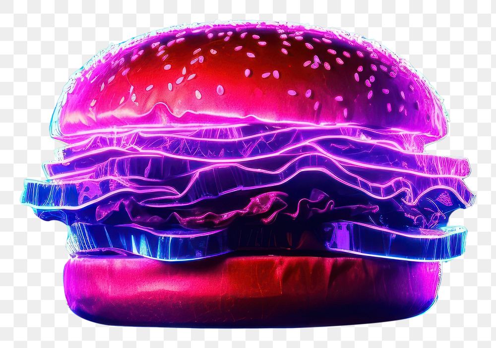 PNG Illustration hamburger Neon rim light purple food blue.