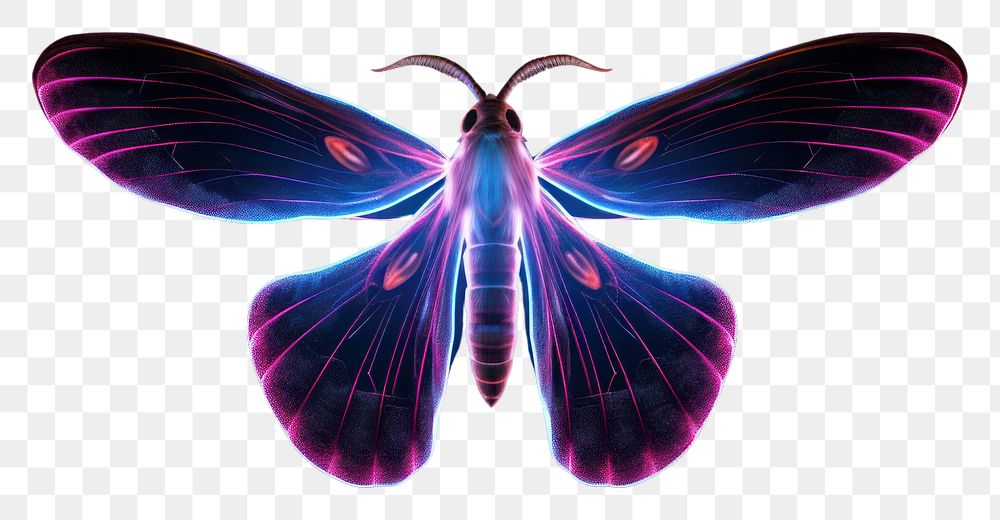 PNG Illustration moth Neon rim light purple butterfly animal.