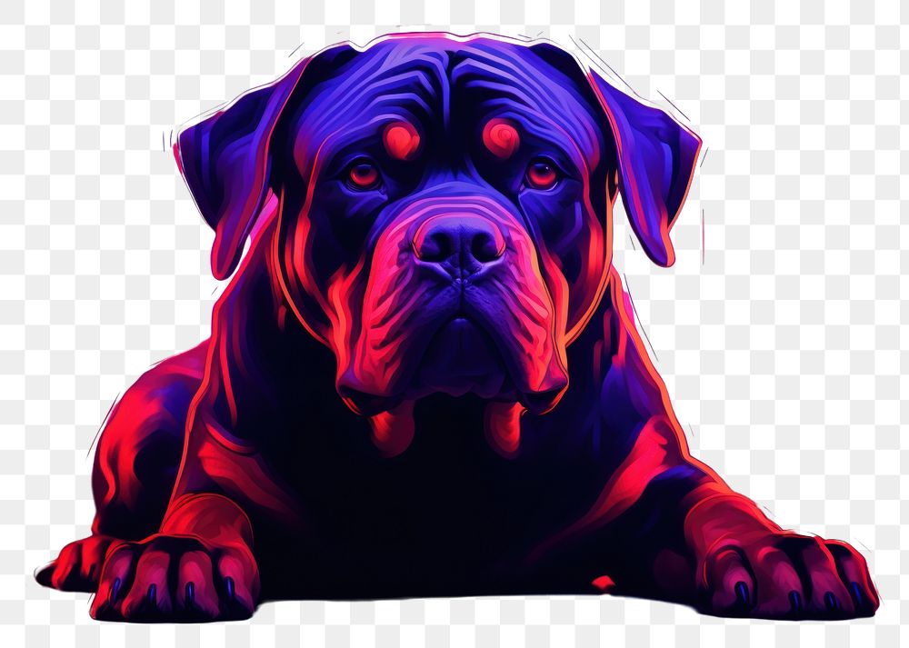 PNG Illustration Rottweiler neon rim light purple portrait bulldog.