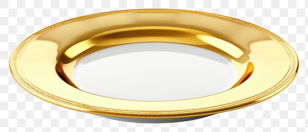 PNG Plate plate gold white background.