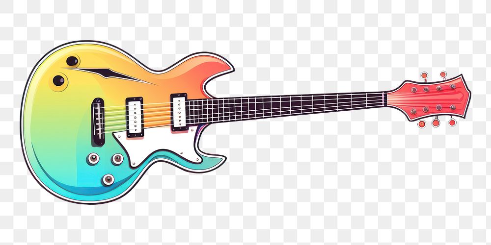 PNG  Doodle guitar classic color pastel string music musical instrument.