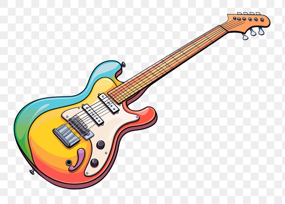 PNG  Doodle guitar classic color pastel string music musical instrument.