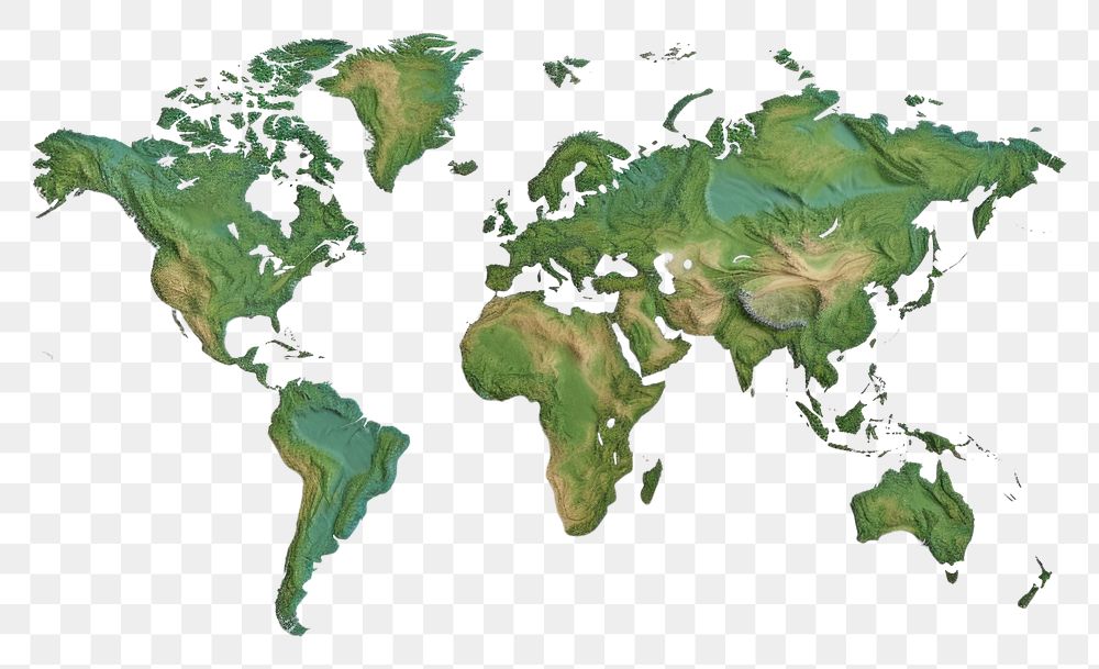 PNG  Earth map green white background topography. AI generated Image by rawpixel.