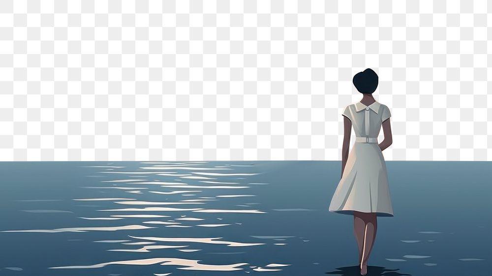 PNG  Female sailor standing outdoors horizon. AI generated Image by rawpixel.