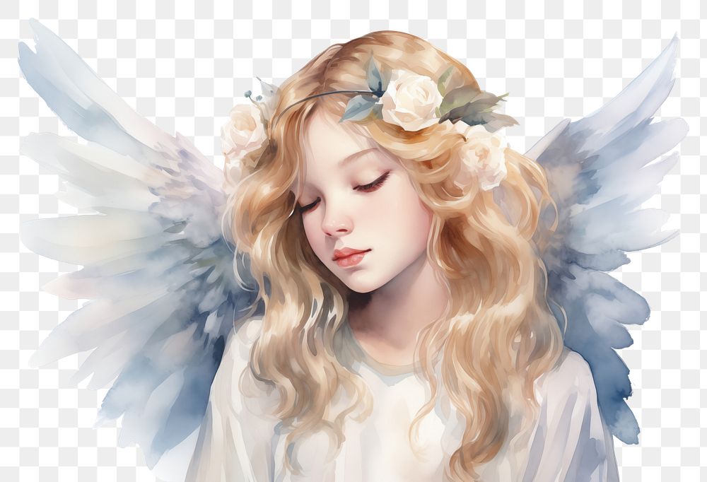 PNG  Angel girl adult representation contemplation. AI generated Image by rawpixel.
