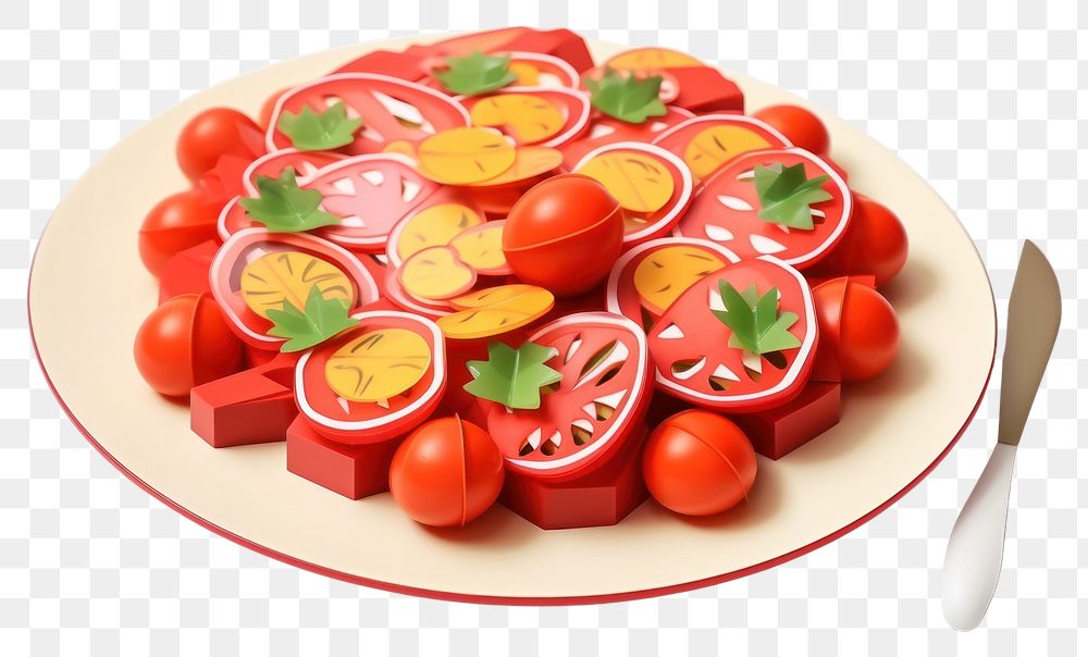 PNG  Tomato salad plate food dish.