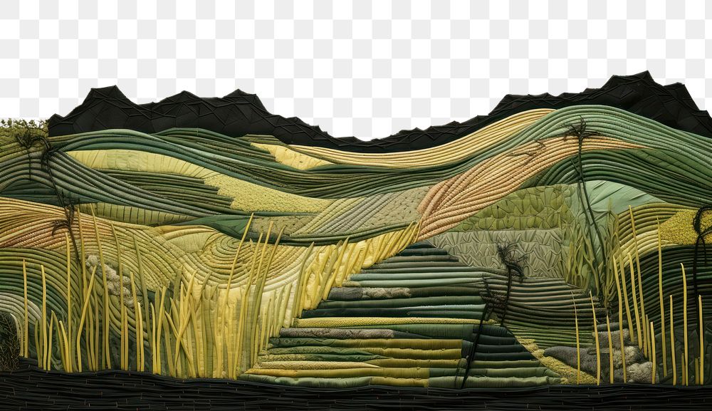 PNG Corn field landscpe hill landscape painting art.