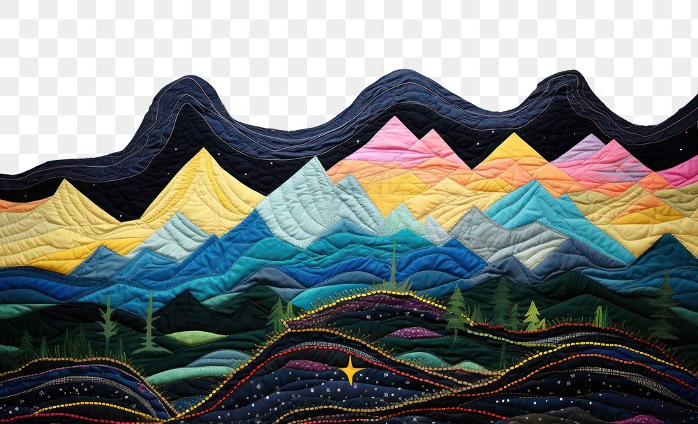PNG Starry sky landscape pattern quilt.