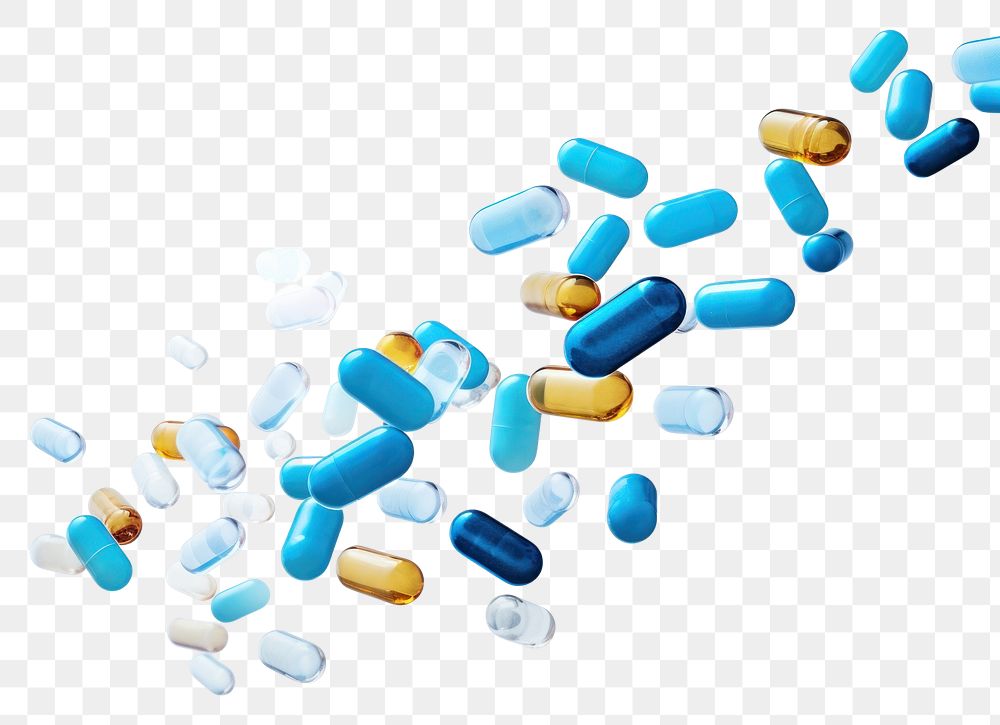 PNG  Antibiotic pill Blue and half capsule blue white background. AI generated Image by rawpixel.