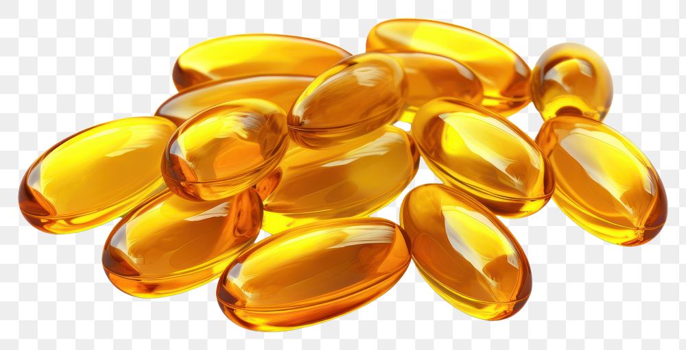 PNG  Clear fish oil capsules pill white background medication.
