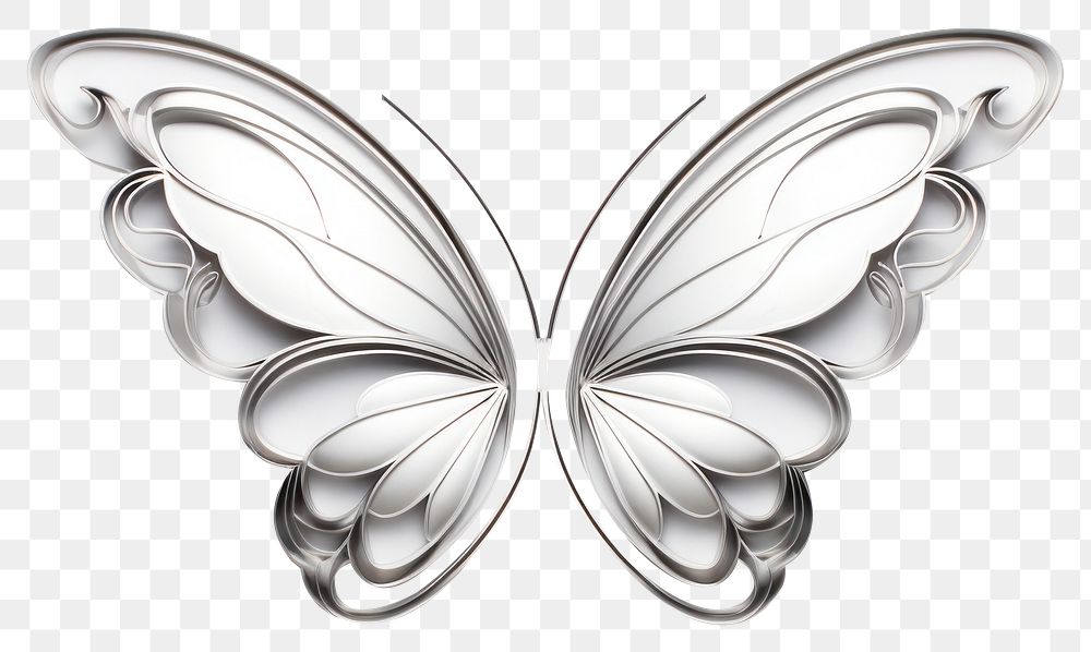 PNG 3D butterfly shape silver accessories creativity.
