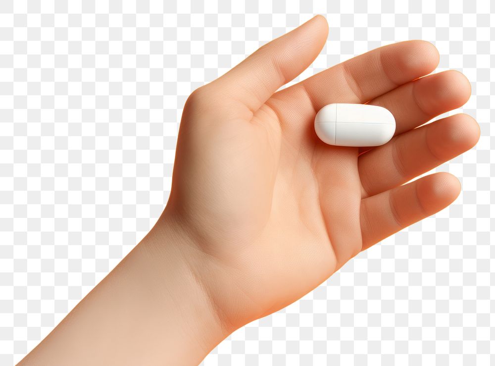 PNG  Pill holding hand medication. AI generated Image by rawpixel.
