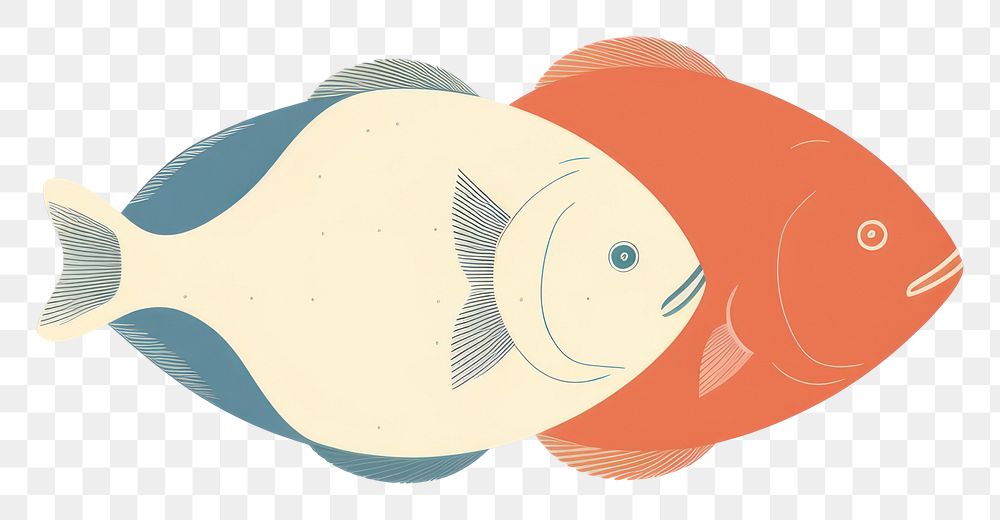 PNG  Illustration of 2 simple fish animal underwater goldfish.
